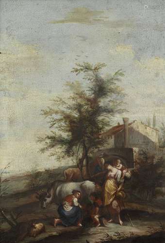 Circle of Francesco Zuccarelli (Pitigliano 1702-1788 Florence) Milkmaids in a river landscape