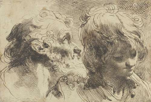 Mauro Gandolfi (Bologna 1764-1834) Head studies of an old man and a young boy unframed