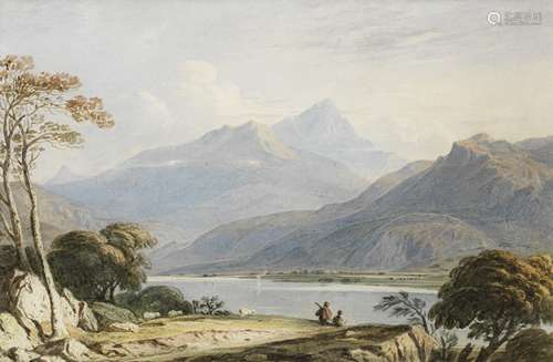 John Varley OWS (London 1778-1842) View from Llyn Dinas looking towards Bedgellert N.Wales' (with...