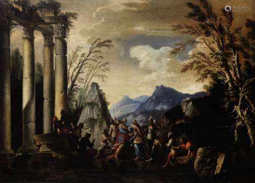 Monogrammist GAE (active Rome, 17th Century) An encounter between Alexander and Thalestris