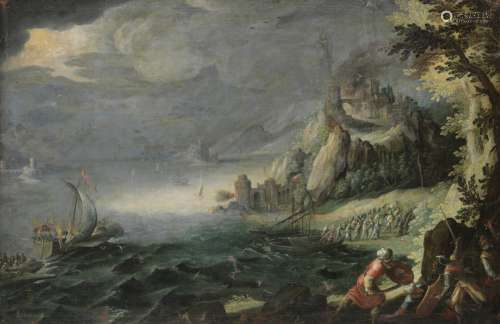 Follower of Cornelis de Wael (Antwerp 1592-1667 Rome) Shipping approaching land