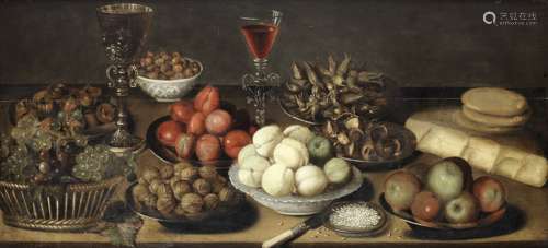 Workshop of Georg Flegel (Olmütz 1561-1638 Frankfurt am Main) Dishes of fruit and nuts with glass...