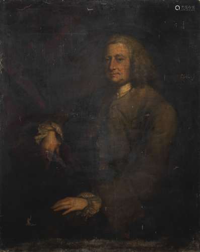 Circle of Allan Ramsay (Edinburgh 1713-1784 Dover) Portrait of a gentleman, half-length, in a bro...