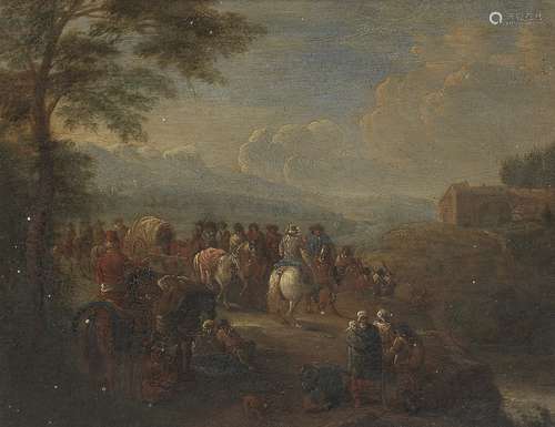 Circle of Pieter Bout (Brussels 1658-1719) A river landscape with figures boarding ferries; and T...