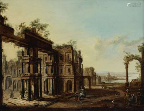 Christian Stocklin (Geneva 1741-1795 Frankfurt) An artist sketching a ruined building