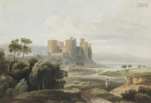 John Varley OWS (London 1778-1842) Conway Castle from the Llanrwst Road (and another of Dolgelly ...