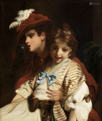 After Sir Joshua Reynolds P.R.A., early 19th Century A boy and a girl seated before a curtain