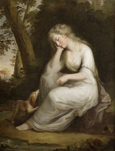 Circle of Angelica Kauffmann (Coire 1740-1807 Rome) Maria and her dog Silvio from Lawrence Sterne...