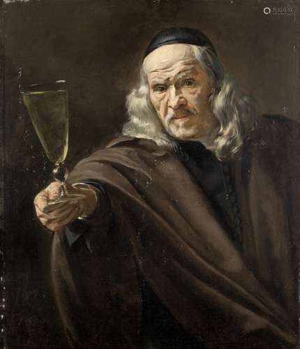 Attributed to Dirck Maas (Haarlem 1656-1717) A gentleman holding a glass of wine