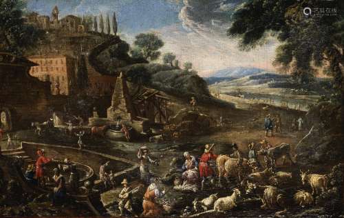 Circle of Cajetan Roos, called Gaetano de Rosa (Rome 1690-1770 Vienna) A village scene