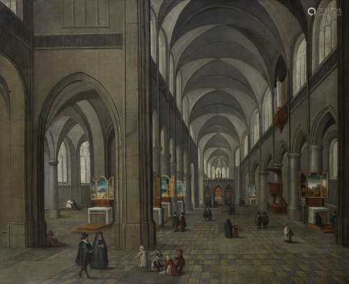 Studio of Peeter Neeffs the Younger (Antwerp 1620-1675) A Church Interior
