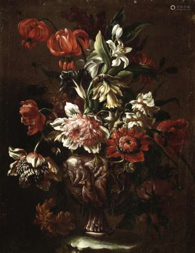 Mario Nuzzi, called Mario de' Fiori (Rome circa 1603-1673) Tulips, convolvulus, lilies and other ...