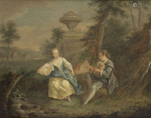 Sebastian-Jacques Leclerc (Paris 1734-1785) Elegant figures making music in a landscape; and Eleg...