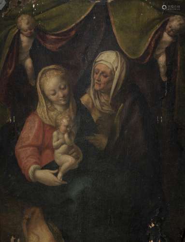 School of Parma, 16th Century The Madonna and Child with Saint Anne and angels