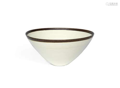 Dame Lucie Rie (British, Austrian 1902-1995) A Large Curved Porcelain Bowl, circa 1955