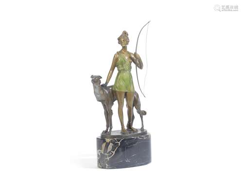 Bruno Zach (German, 1891-1935) 'Diana the Huntress': An Art Deco Bronze Sculpture, circa 1925