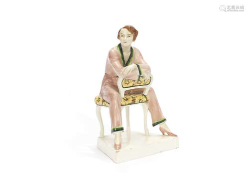 Josef Lorenzl (Austrian, 1892-1950) for Goldscheider An Art Deco Ceramic Figure of a Seated Woma...