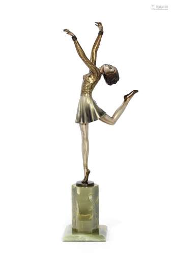 Josef Lorenzl (Austrian, 1892-1950) A Large Art Deco Cold-Painted Bronze Figure of a Female Dance...