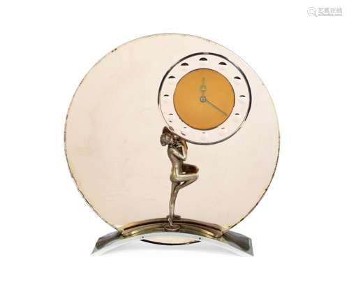 Josef Lorenzl (Austrian, 1892-1950) An Art Deco Figural Table Clock, circa 1930