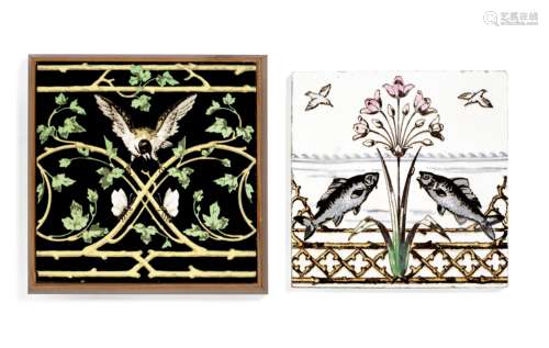 Christopher Dresser (British, 1834-1904) for Mintons China Works Two Ceramic Tiles, circa early 1...