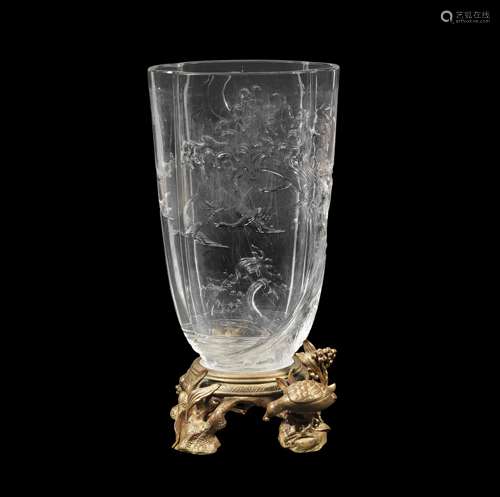 Continental A 'Rock Crystal' Gilt-Bronze Mounted Glass Vase, circa 1880