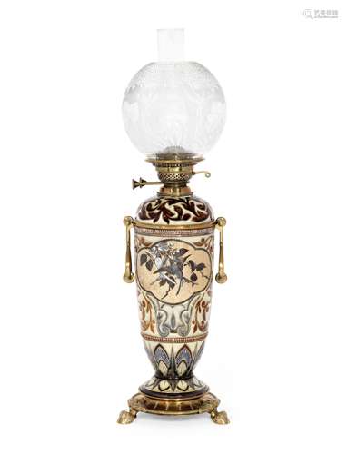 Florence Barlow for Doulton Lambeth An Earthenware Oil Lamp with Pâte-sur-Pâte Decoration, circa ...