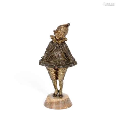 Demetre Chiparus (Romanian, 1886-1947) 'Little Clown': An Art Deco Patinated and Parcel Gilt Bro...