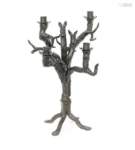 G. Beugnet (French) [Attributed] A Patinated Wrought Iron Candelabra, circa 1940