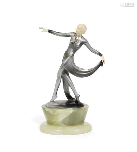 Josef Lorenzl (Austrian, 1892-1950) An Art Deco Bronze and Ivory Figure of a Dancer, circa 1925