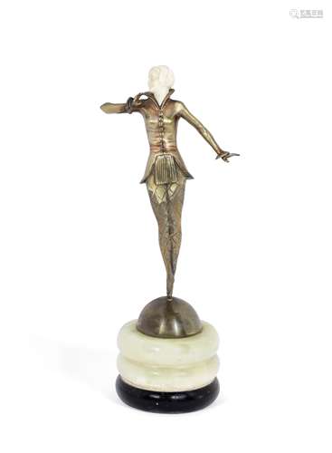 Josef Lorenzl (Austrian, 1892-1950) A Cold-Painted Bronze and Ivory Figure, circa 1925