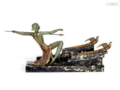 G.Daverny 'Diana the Huntress': A Large Art Deco Bronze Sculpture, circa 1930