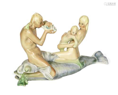 Lenci (Italian) An Earthenware Figural Group, circa 1930s