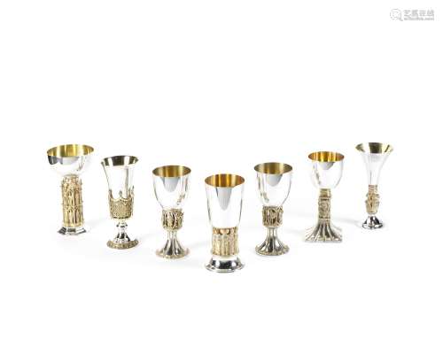 HECTOR MILLER FOR AURUM: seven silver and silver-gilt commemorative goblets Limited edition numbe...