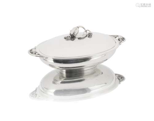 GEORG JENSEN: a Danish silver blossom pattern tureen pattern 2C, 1933-1944 period marks