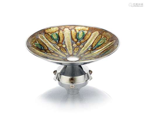 A Spanish silver and enamel bowl maker's mark 'MP', 20th century