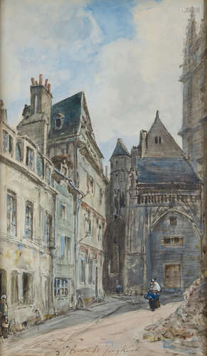 Johan Barthold Jongkind (Dutch, 1819-1891) Vieux Rouen 21 x 12 1/2in (53.3 x 31.8cm)