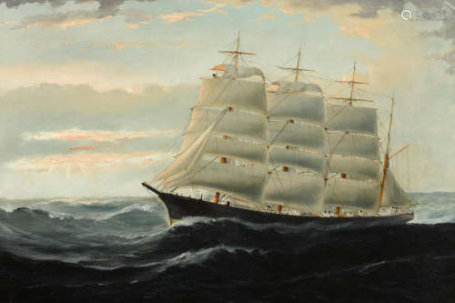 William Howard Yorke (British/American, 1847-1921) Bark Shenandoah at sea 20 1/4 x 30in (51.4 x 76.2cm)