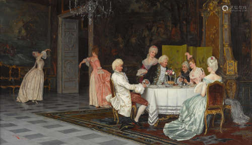Eugen von Renazzi (Italian, born 1863) The engagement toast 20 3/8 x 35 3/4in (51.8 x 91cm)