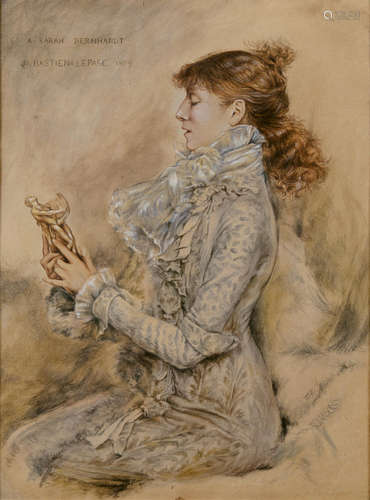 Jules Bastien-Lepage (French, 1848-1884) Sarah Bernhardt 11 x 8 1/2in (27.9 x 21.6cm)