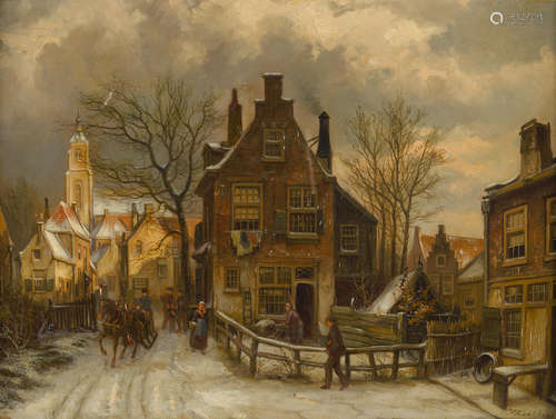 Willem Koekkoek (Dutch, 1839-1895) A winter's day 17 1/4 x 23 1/2in (44 x 60cm)