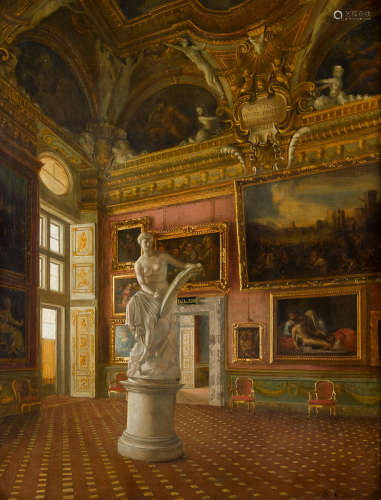 Santi Corsi (Italian, active circa 1870-circa 1900) The interior of the Pitti Palace 44 1/4 x 33 3/4in (112.4 x 85.7cm)