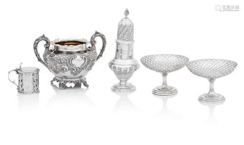 A small collection of silver to include a Victorian twin-handled sugar bowl by C.Reily & G.Storer, London 1845 (5)