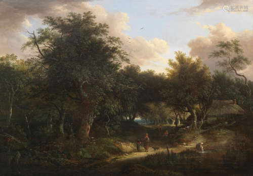 British School (19th century) Woodland pastoral scene