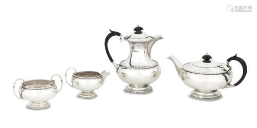 A four piece 20th century silver tea service by Walker & Hall, Sheffield 1932