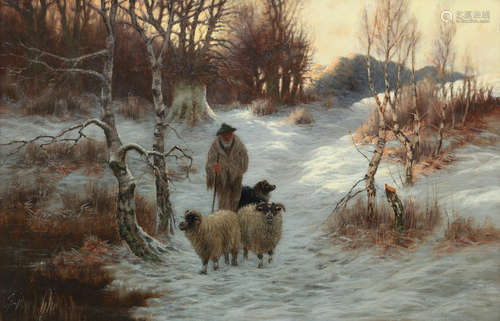 Sidney Pike (British, 19th/20th Century) Sheep in Winter