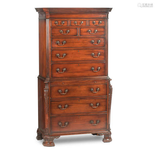 A Georges III style mahogany chest on chest Possibly made by Gostins of Liverpool, mid 20th century