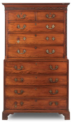 A George III mahogany secretaire chest