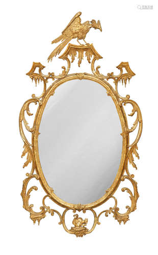 An 18th century style giltwood oval mirror, 20th century