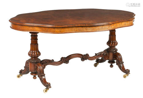 A late 19th century walnut centre table