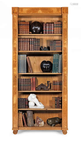 An oak and pollard oak open library bookcase